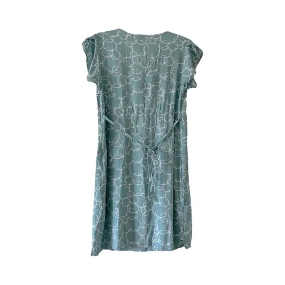 Carve Designs | Aqua Blue V-Neck Pintuck Flutter Sleeve Dress, Size 12 - Picture 4 of 6